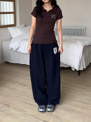 Famo New Basic Vintage Short Sleeve T-shirt