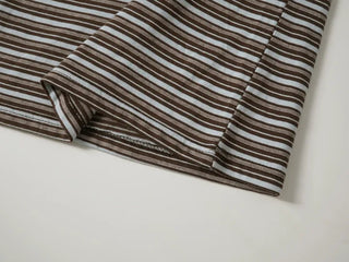 Resha Stripe V-Shirring Short Sleeve T-shirt