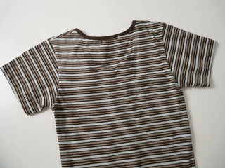 Resha Stripe V-Shirring Short Sleeve T-shirt