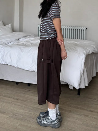 Resha Stripe V-Shirring Short Sleeve T-shirt