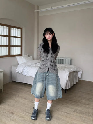 Lusha See-through Two-Way Street Zip-Up Hoodie