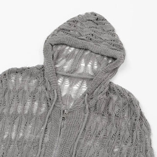 Lusha See-through Two-Way Street Zip-Up Hoodie