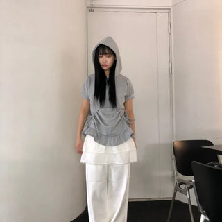 Eno One-Pintuck Wide Cotton Long Pants