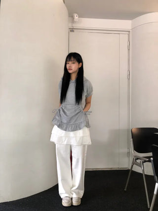 Eno One-Pintuck Wide Cotton Long Pants