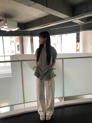 Eno One-Pintuck Wide Cotton Long Pants