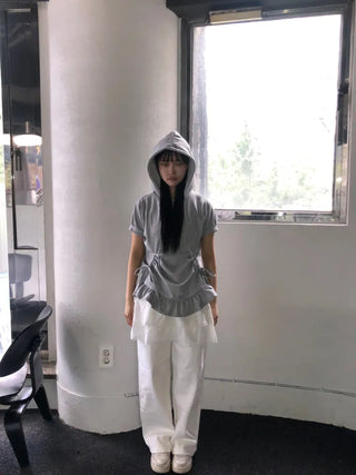 Eno One-Pintuck Wide Cotton Long Pants