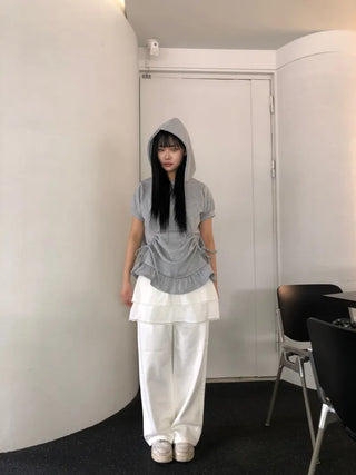 Eno One-Pintuck Wide Cotton Long Pants