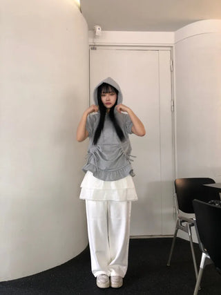 Eno One-Pintuck Wide Cotton Long Pants
