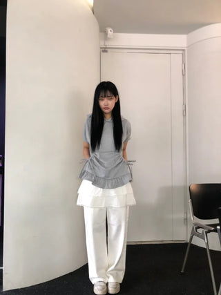 Eno One-Pintuck Wide Cotton Long Pants