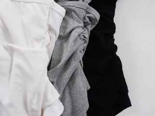 Natural Layered Plain Boat Neck Short Sleeve T-shirt