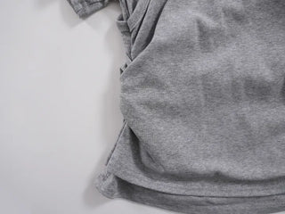 Natural Layered Plain Boat Neck Short Sleeve T-shirt