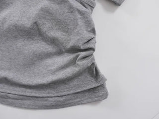 Natural Layered Plain Boat Neck Short Sleeve T-shirt