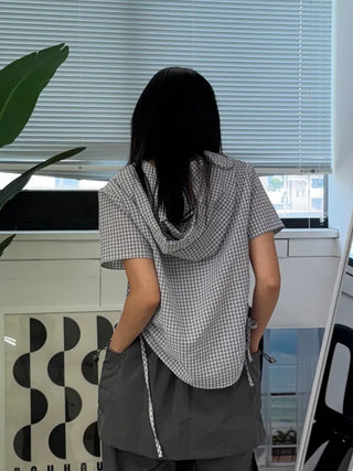 Essential Check Hooded Summer Zip-up