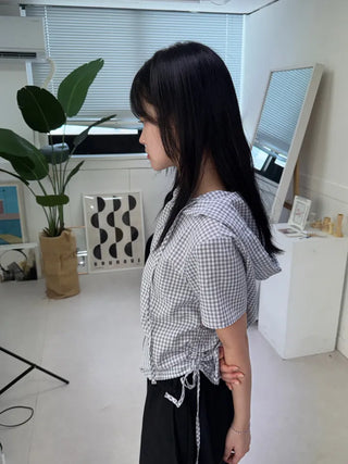 Essential Check Hooded Summer Zip-up