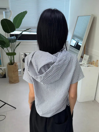 Essential Check Hooded Summer Zip-up