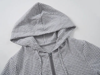 Essential Check Hooded Summer Zip-up