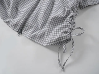 Essential Check Hooded Summer Zip-up