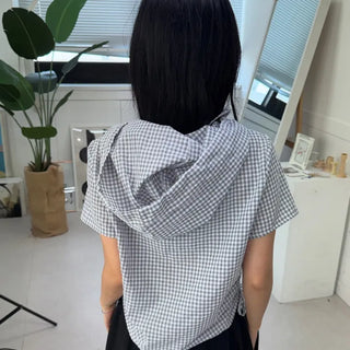 Essential Check Hooded Summer Zip-up