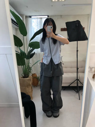Essential Check Hooded Summer Zip-up