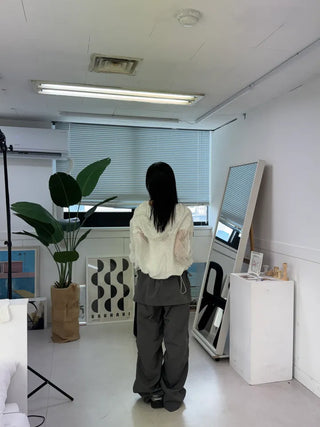 Nylon shooting cargo skirt pintuck pants