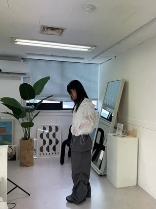 Nylon shooting cargo skirt pintuck pants