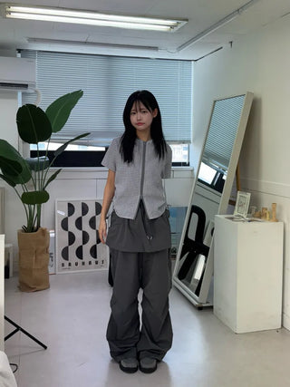 Nylon shooting cargo skirt pintuck pants