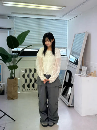 Nylon shooting cargo skirt pintuck pants