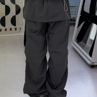 Nylon shooting cargo skirt pintuck pants