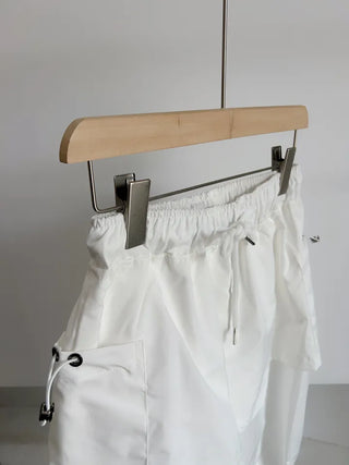Nylon shooting cargo skirt pintuck pants