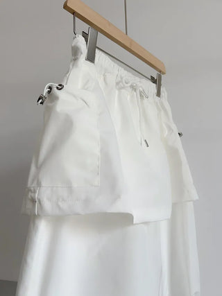 Nylon shooting cargo skirt pintuck pants