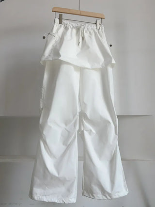Nylon shooting cargo skirt pintuck pants