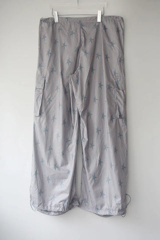 Summer Crinkly Striped Shirred Cargo Pants