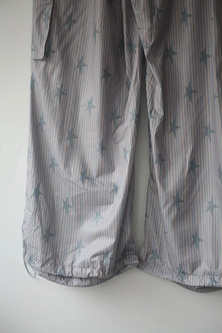 Summer Crinkly Striped Shirred Cargo Pants