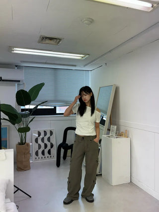 Vintage Hip Low Cargo Wide Pants
