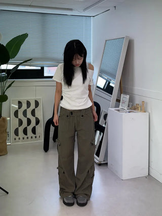 Vintage Hip Low Cargo Wide Pants