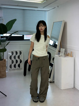 Vintage Hip Low Cargo Wide Pants