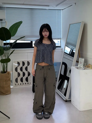 Vintage Hip Low Cargo Wide Pants