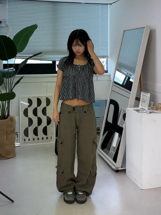 Vintage Hip Low Cargo Wide Pants