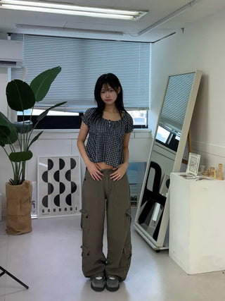 Vintage Hip Low Cargo Wide Pants