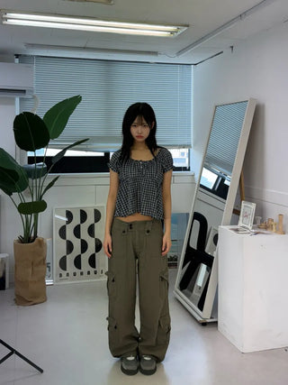 Vintage Hip Low Cargo Wide Pants