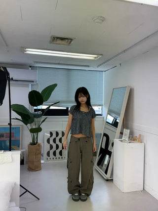 Vintage Hip Low Cargo Wide Pants