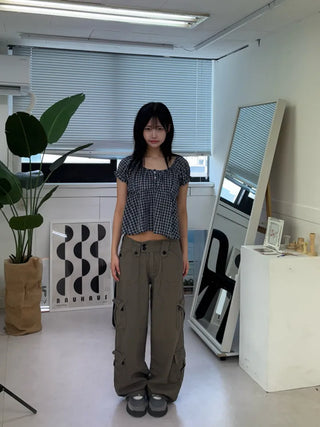 Vintage Hip Low Cargo Wide Pants