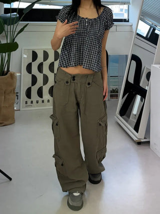 Vintage Hip Low Cargo Wide Pants