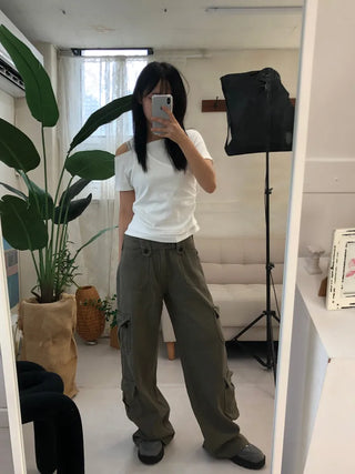 Vintage Hip Low Cargo Wide Pants