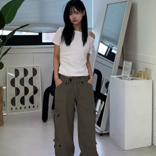 Vintage Hip Low Cargo Wide Pants
