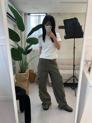 Vintage Hip Low Cargo Wide Pants