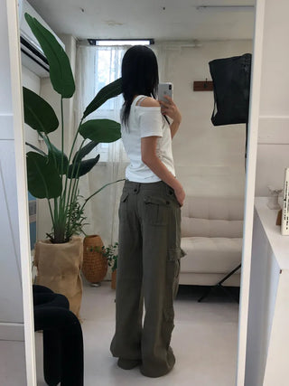 Vintage Hip Low Cargo Wide Pants