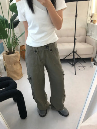 Vintage Hip Low Cargo Wide Pants