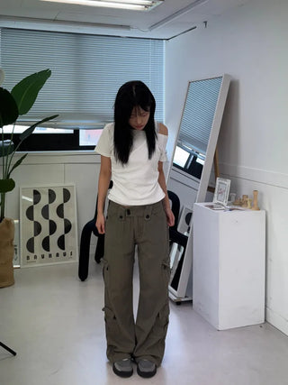 Vintage Hip Low Cargo Wide Pants