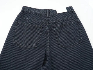 Striped Bermuda denim pants